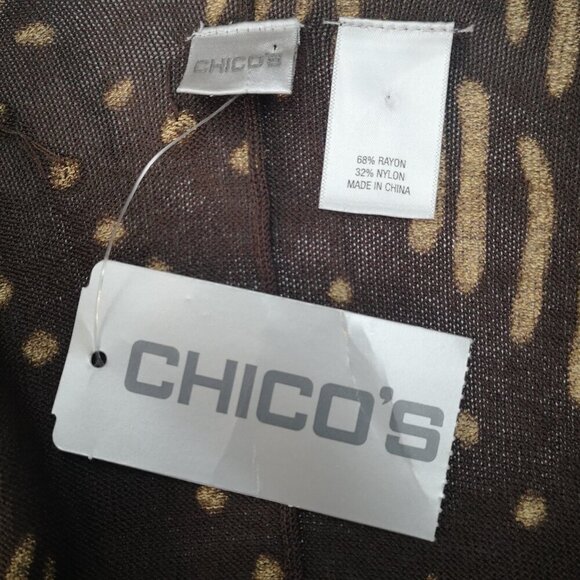 NWT Chico's Ladies No Size Brown & Tan with Bead Embellishments Shawl / Wrap - Picture 3 of 6